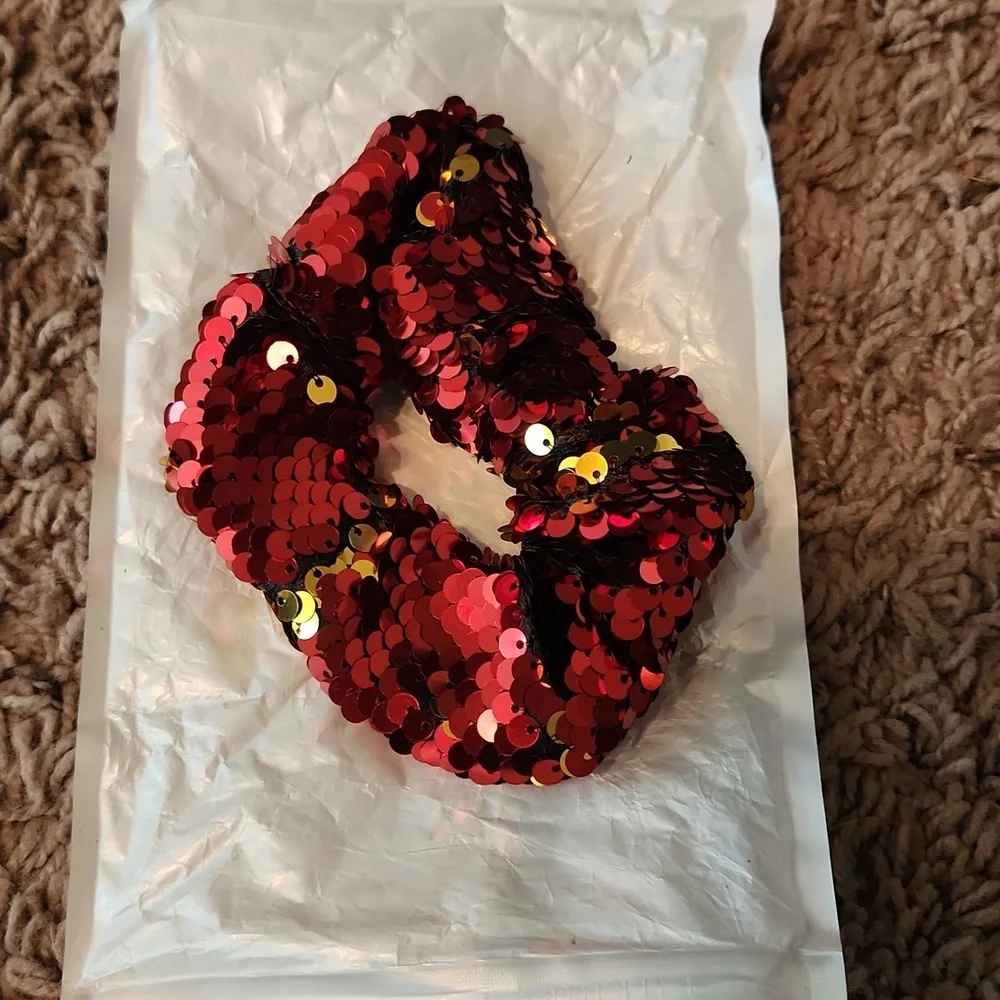Sequin Scrunchie Set (3 Piece) - Red, Blue, Gold